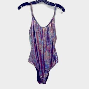 NWOT Topshop Pink Metallic Holographic Bodysuit
